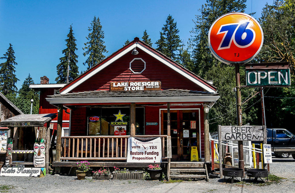 The Lake Roesiger Store, a rustic spot and community hub since 1939, is for sale. Owner Keith Hickson, who lives on the lake, has been running the store for about seven years. (Dan Bates / The Herald)
