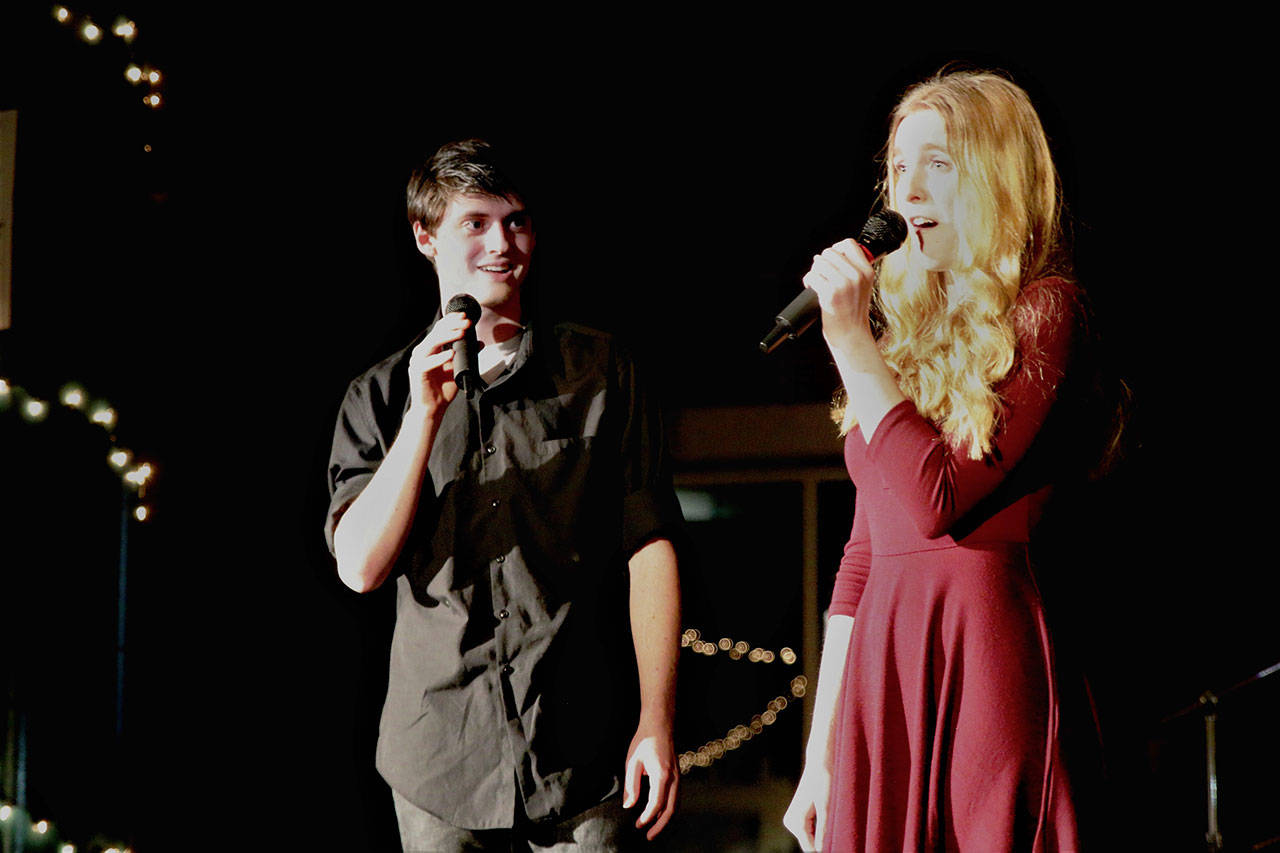 Kamiak High School’s Mitchell Beard and Kayla Hall will perform in the student-run cabaret “Dear World” on Sunday at the Cope Gillette Theatre in Everett. Hall is the female vocalist featured on the soundtrack for Beard’s original musical “Blind Ambition.” (Photo courtesy of Donna Beard)