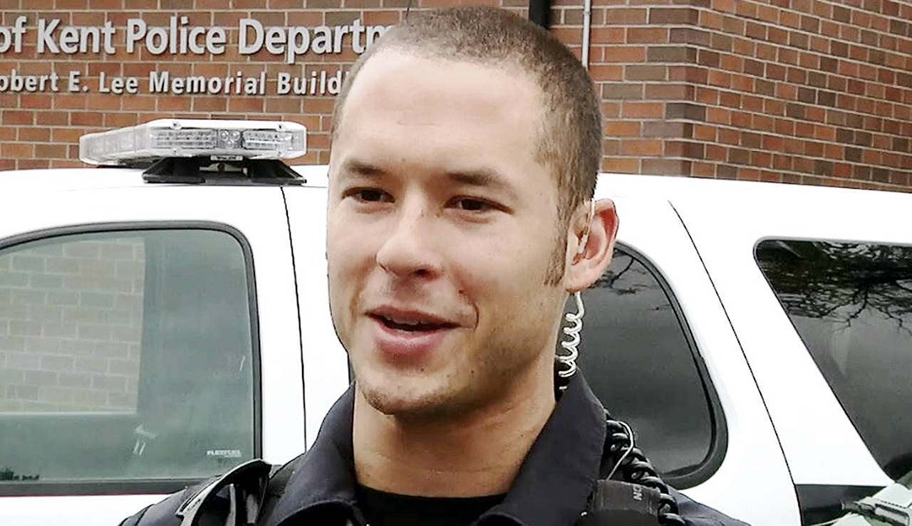 Kent Police Officer Diego Moreno died after being hit by a patrol car as police were chasing a suspect in Kent. (City of Kent via AP)