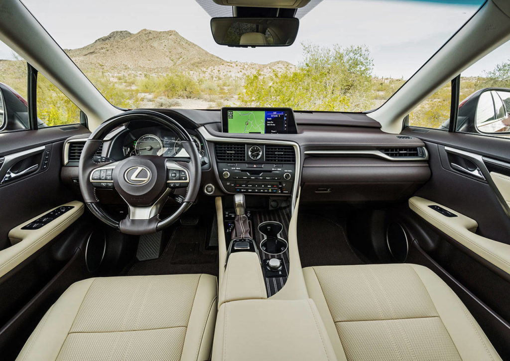 The 2018 Lexus RX 350 multimedia system has a mouse-like control located on a pad in the center console. (Manufacturer photo)
