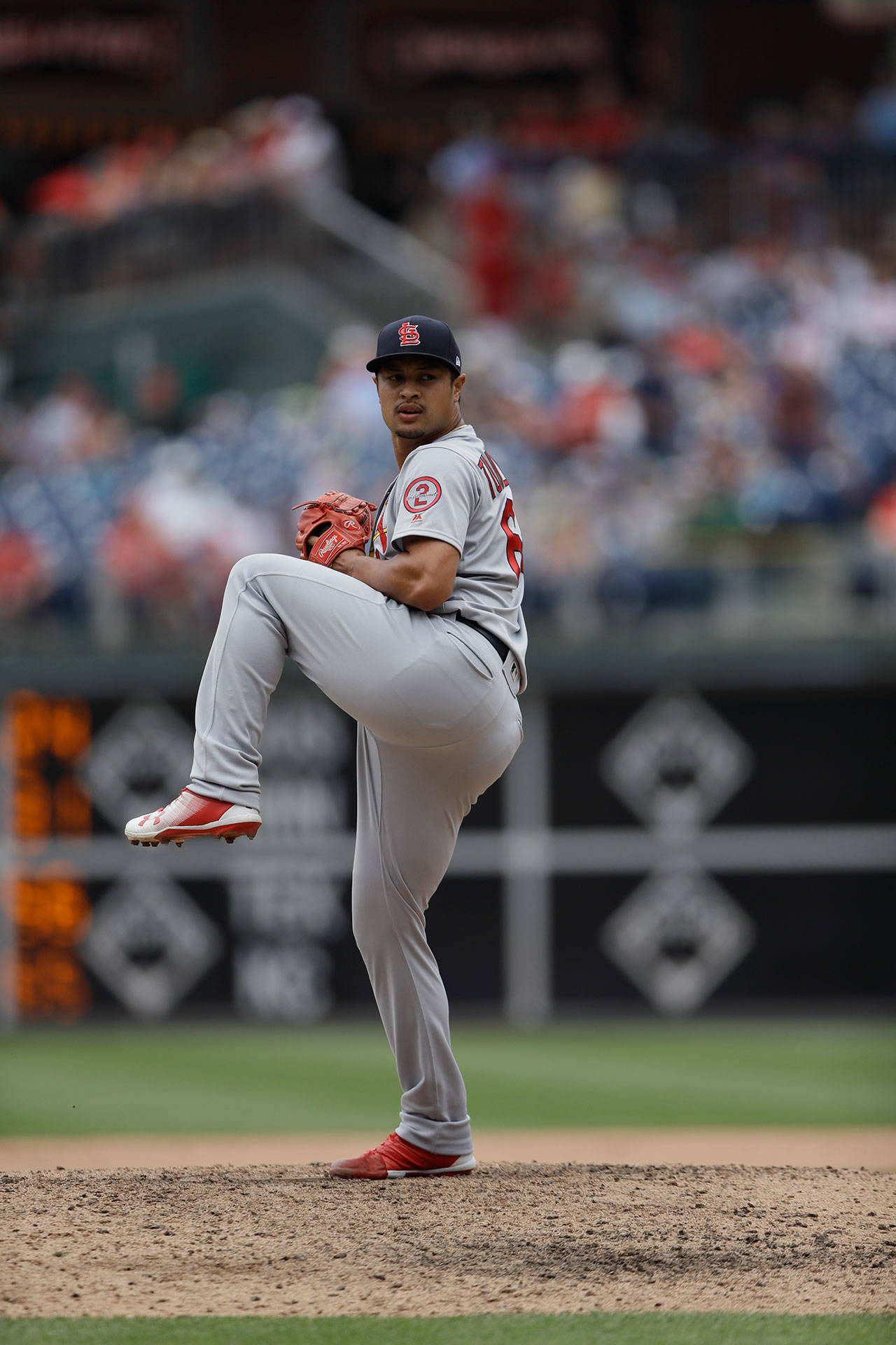 St. Louis ’ Sam Tuivailala throws a pitch during a June 20 game in Philadelphia. (AP Photo/Matt Slocum)