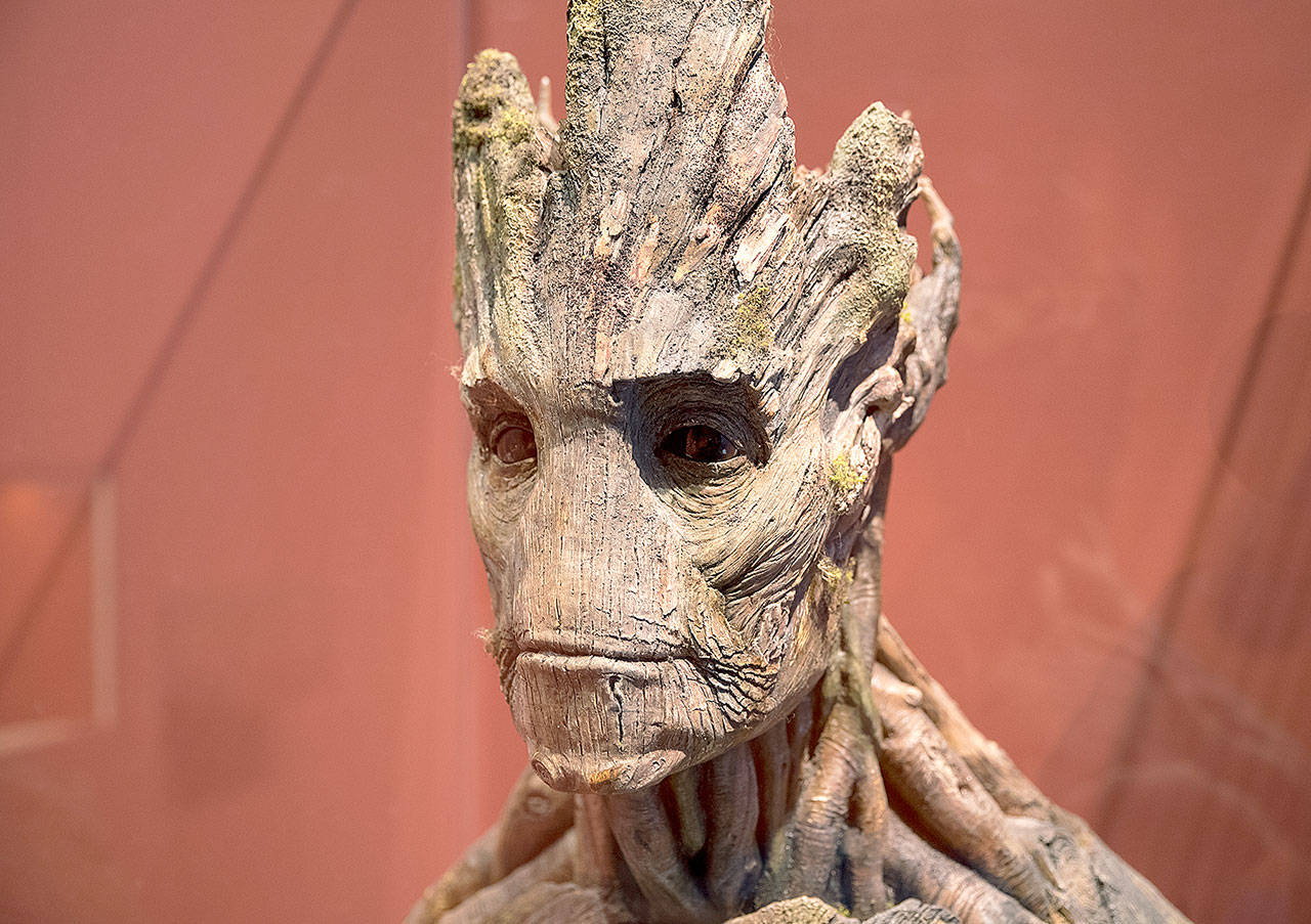 A bust of Groot, the creature of few words from “Guardians of the Galaxy” and “Avengers: Infinity War.” (Jonathan Pulley / Museum of Pop Culture)
