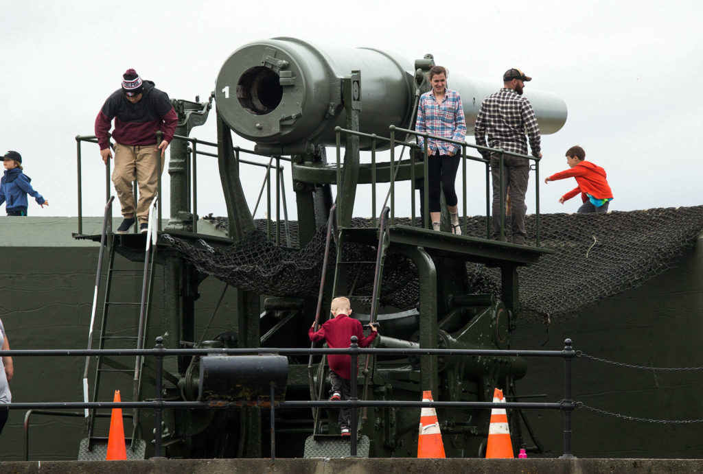 The guns at Fort Casey State Park are the only 10-inch disappearing guns in the United States and two of four left in the world. An Aug. 11 event at the park will celebrate the 50th anniversary of the guns that are the same models as the originals. (Andy Bronson / The Herald)
