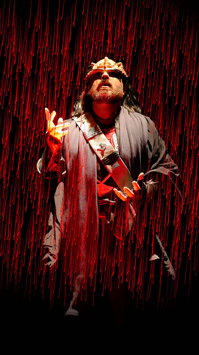 Nick Poling plays the title character Red Curtain’s production of “Klingon M’aQ’betH,” which is playing through Aug. 12 in Marysville. (Photo illustration by Alex DeRoest)