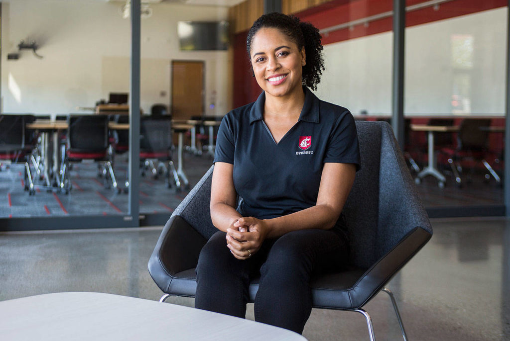 Recent graduate Nashika Stanbro at the Washington State University Everett campus on July 25 in Everett. (Olivia Vanni / The Herald)
