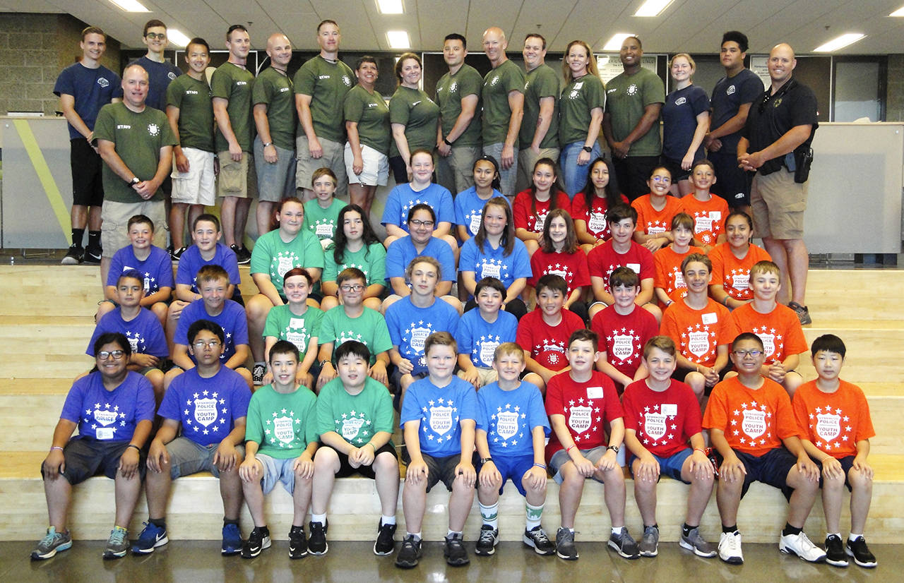 2018 Lynnwood Police Youth Camp group photo with campers, camp counselors/police officers. (Submitted photo)