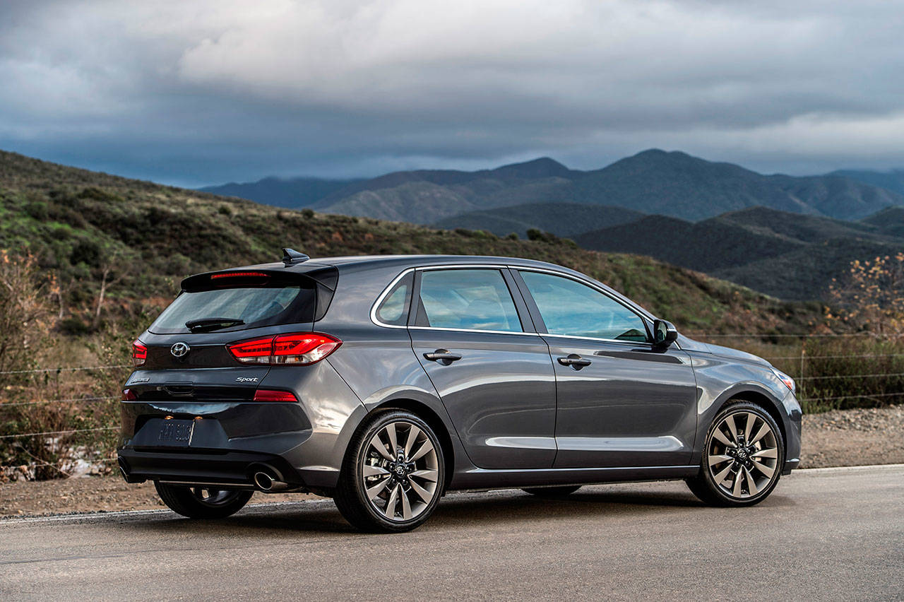 The 2018 Hyundai Elantra GT hatchback has a roomy cabin that includes 25 cubic feet of cargo space when the second row seats are in the upright position. (Manufacturer photo)