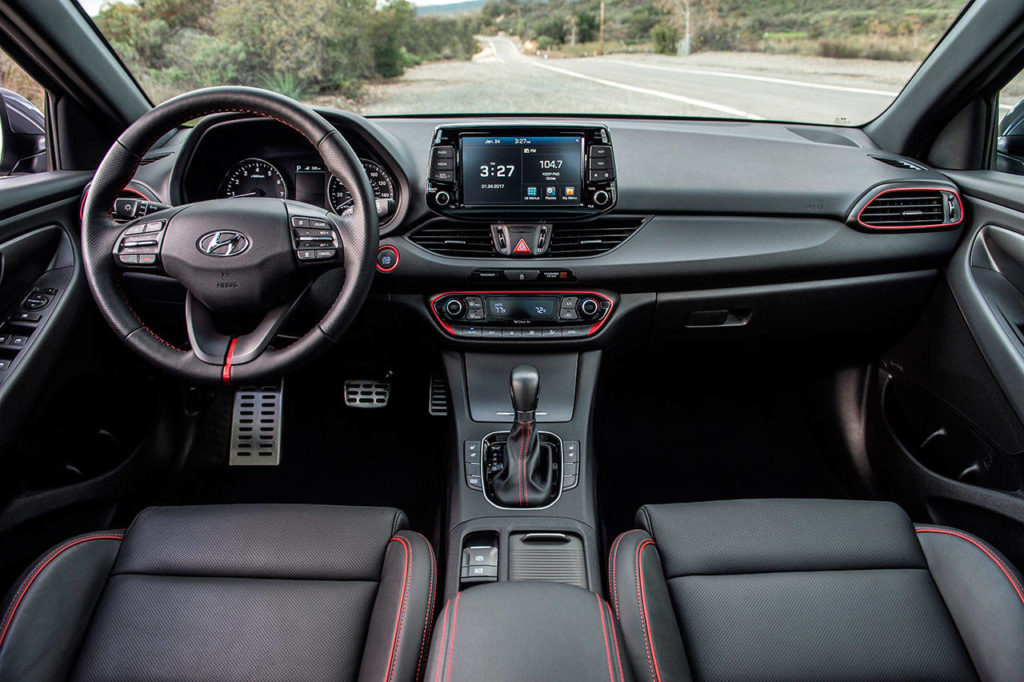 The 2018 Hyundai Elantra GT interior includes a generous assortment of stowage spaces. (Manufacturer photo)
