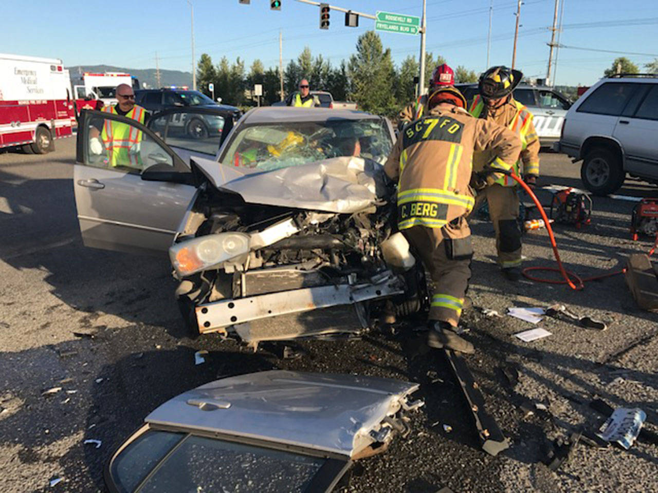The scene of the fatal crash on U.S 2 in Monroe on July 4, 2017. (Monroe Police Department)