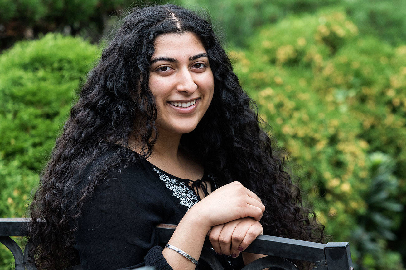 Simran Handa, a Kamiak grad, and current Lewis & Clark College senior on Thursday, Aug. 16, 2018 in Mukilteo, Wa. Handa is studying microbiology and biochemistry at the college. (Andy Bronson / The Herald)