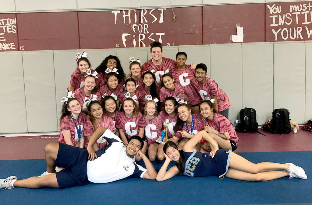The cheer team from Cascade High School was among several Snohomish County squads to attend camps this summer to hone skills for the coming sports seasons. (Contributed photo)
