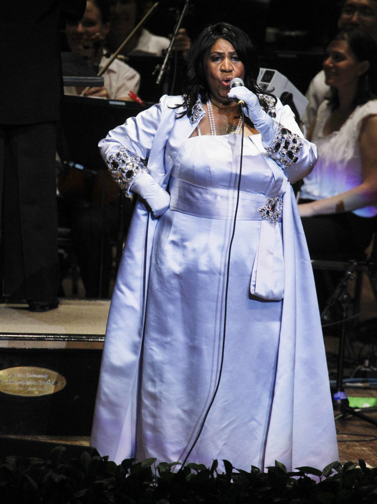 In this 2010 photo, Aretha Franklin performs at The Mann Center for the Performing Arts in Philadelphia. (AP Photo/Matt Rourke)
