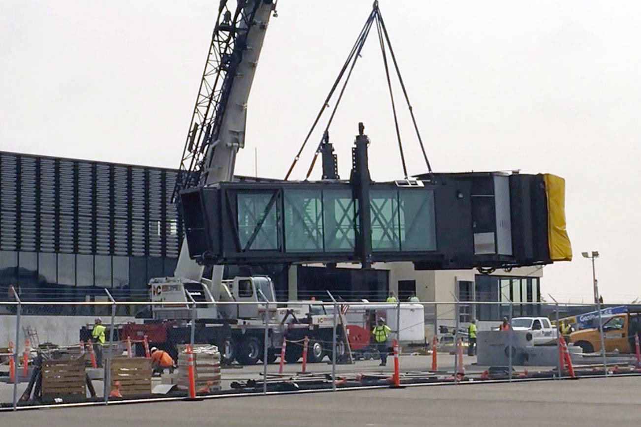 Jet bridges installed at Paine Field passenger terminal
