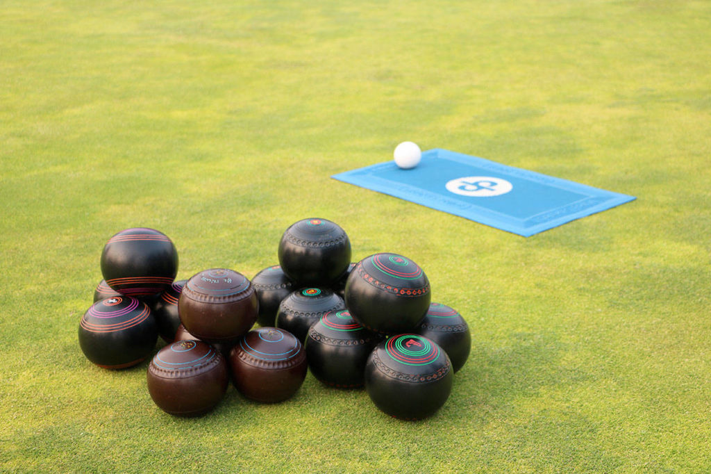 Lawn bowling equipment at Jefferson Park in Seattle. (Nick Patterson / The Herald)
