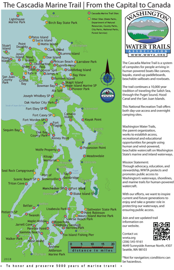 Since its formation, the Cascadia Marine Trail has been recognized as one of only 16 National Millennium Trails by the White House and was designated a national recreation trail,— the same status give to the Pacific Crest Trail. (Washington Water Trails Association)
