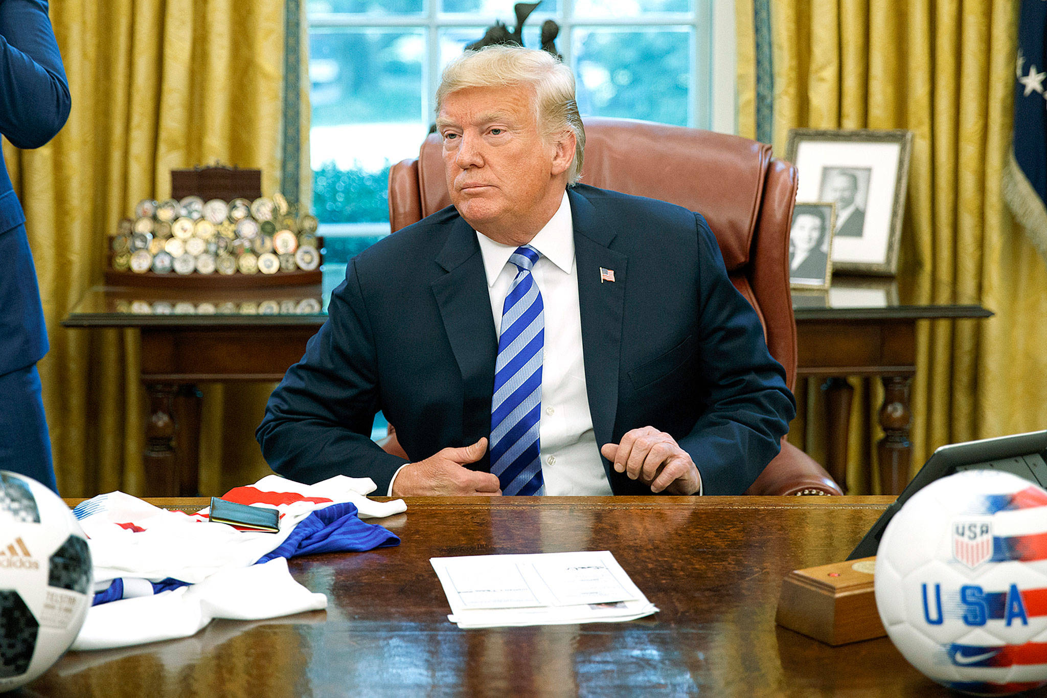 President Donald Trump in the Oval Office of the White House on Tuesday. (AP Photo/Evan Vucci)