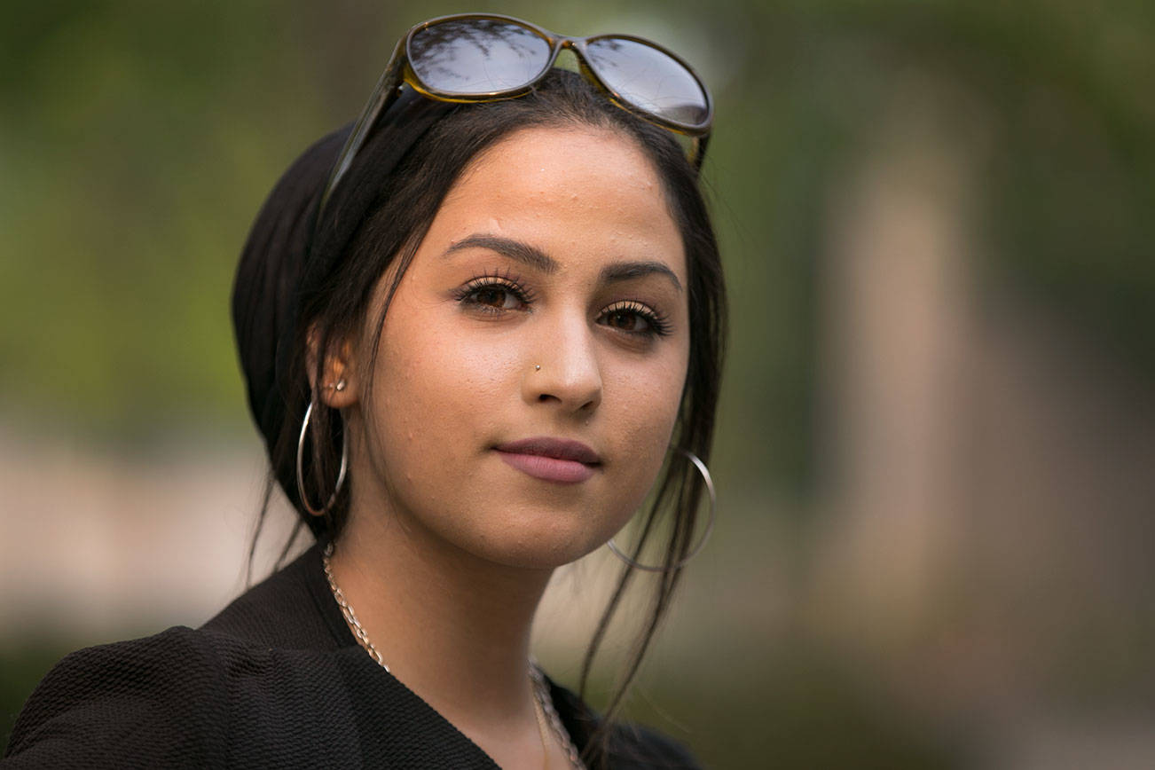 Fatima Al-Mayyahi, graduate of Mariner High School, works at Boeing and attends Everett Community College. (Kevin Clark / The Herald)