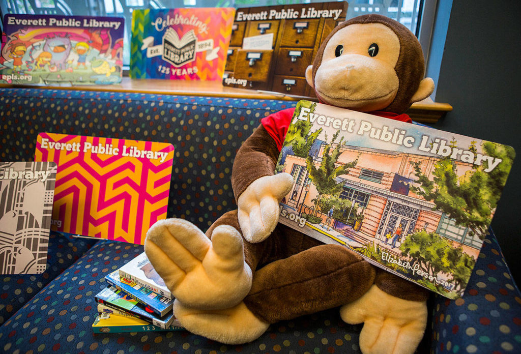The Everett Public Library is offering a handful of library card design options. (Olivia Vanni / The Herald)
