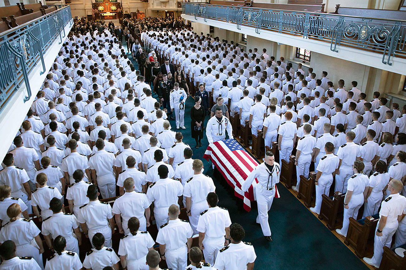 McCain buried at Naval Academy alongside a longtime friend