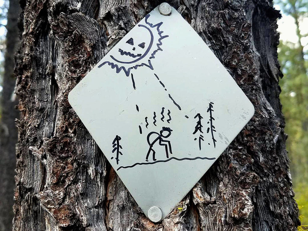 Devin Boyd spotted this sign—which he calls “death march”—along the Pacific Crest Trail. (Photo Devin Boyd)
