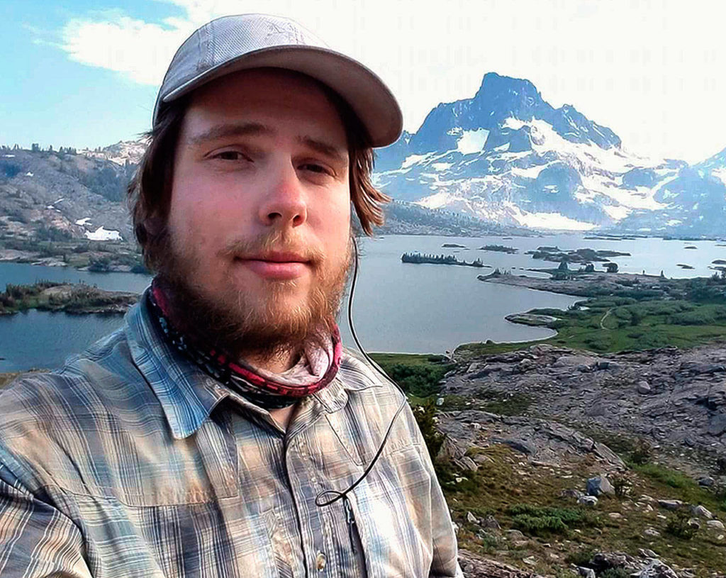 On his 80th day on the trail, Devin Boyd pauses to celebrate his 21st birthday at Thousand Island Lake. He didn’t bother to tell a fellow hicker nicknamed Chef that it was his birthday. (Photo Devin Boyd)
