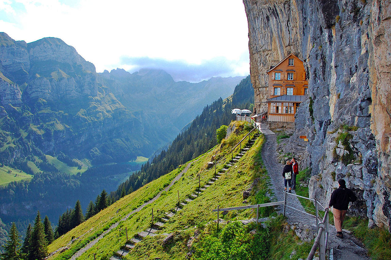 Switzerland’s Ebenalp summit is home to a family-run hut with cheap dorm beds and a fantastic view. (Cameron Hewitt / Rick Steves’ Europe)