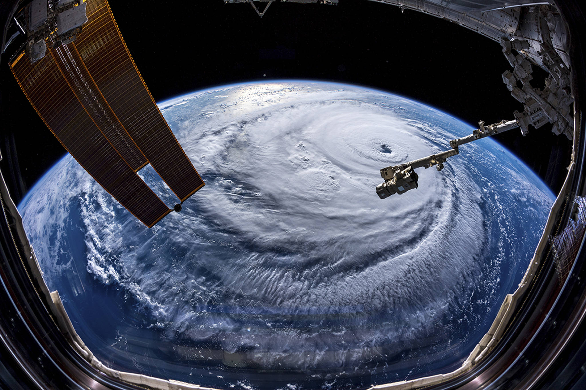 Hurricane Florence is seen from the International Space Station. (Alexander Gerst/NASA)