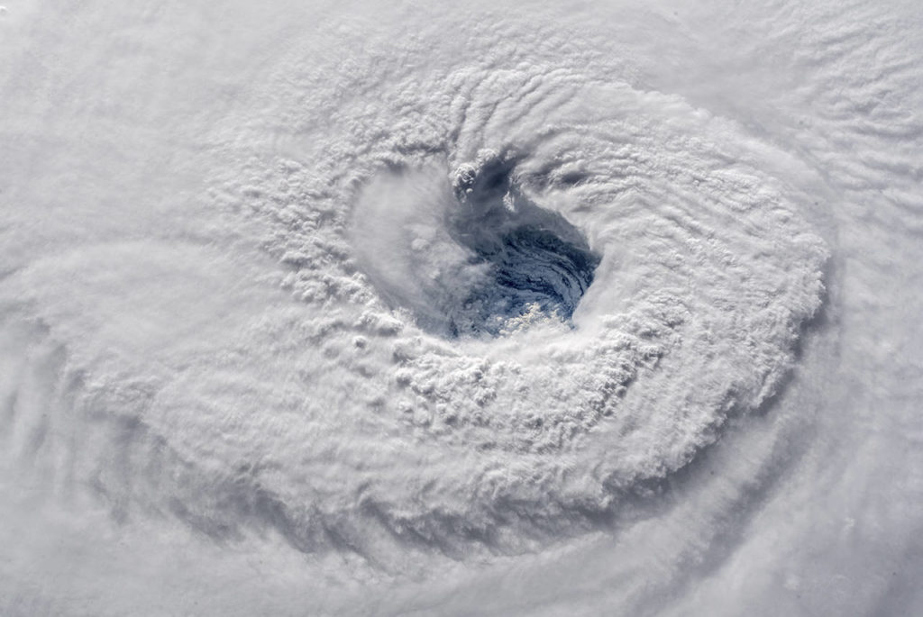 The eye of Hurricane Florence is seen from the International Space Station. (Alexander Gerst/NASA)
