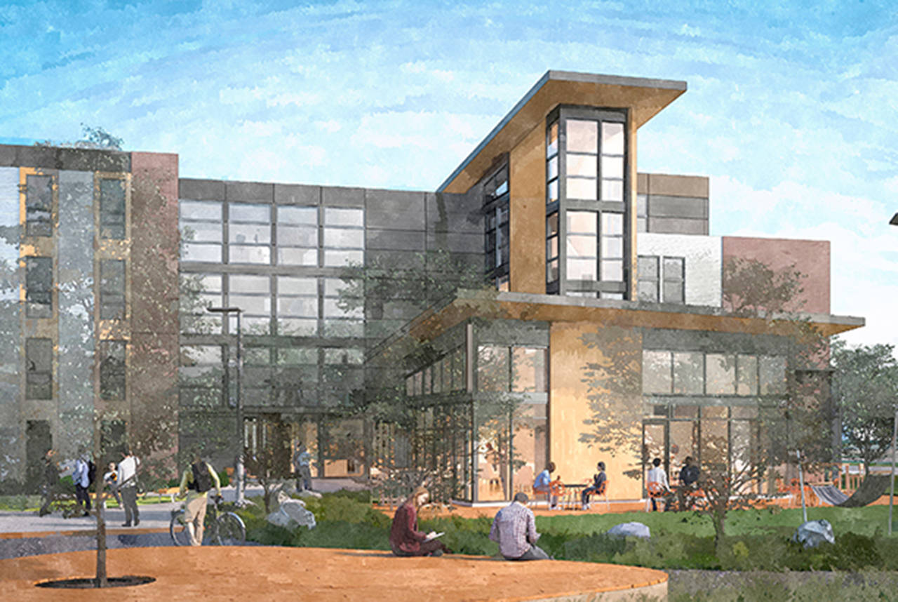 Whatcom Community College plans to break ground this month on its first on-campus housing. (Contributed illustration)