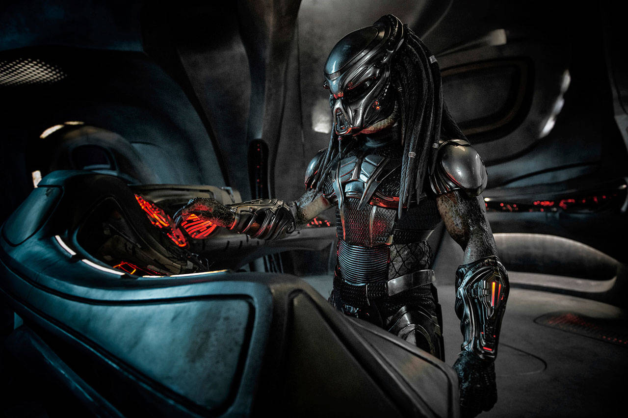 A young boy accidentally triggers the universe’s most lethal hunters’ return to Earth, and only a ragtag crew of ex-soldiers and a disgruntled science teacher can prevent the end of the human race in “The Predator.” (Kimberley French/20th Century Fox via AP)