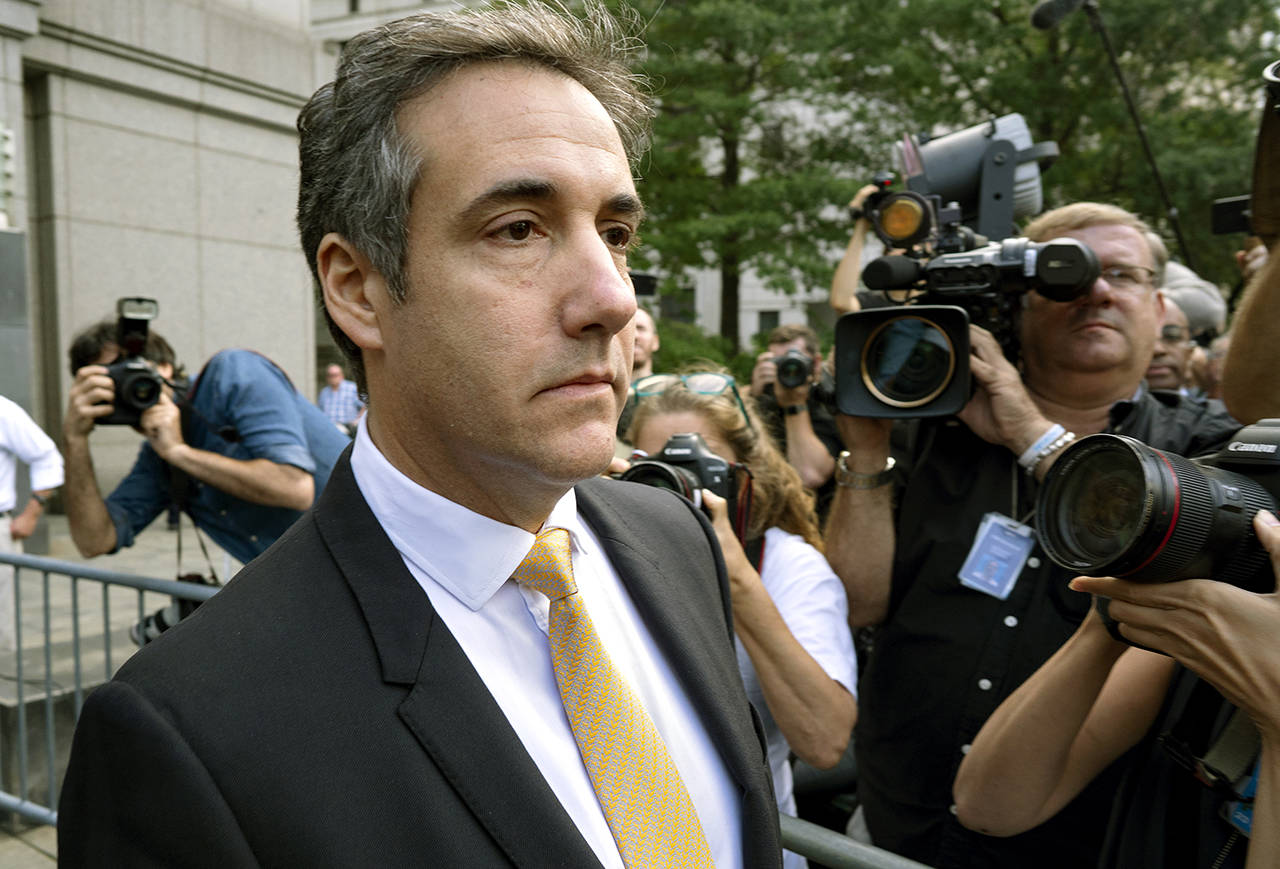 In this Aug. 21 photo, Michael Cohen, former personal lawyer to President Donald Trump, leaves federal court after reaching a plea agreement in New York. (AP Photo/Craig Ruttle, File)