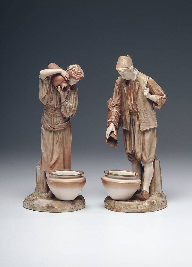 This pair of Royal Worcester water carriers sold for $240. They are large enough to be important decorations on a table, but most of your guests won’t realize how important they were to life in a Victorian city.