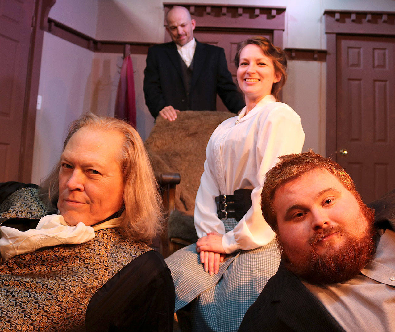 Curt Simmons, Asa Sholdez, Renee Gilbert and James Lynch in Phoenix Theatre’s “The Underpants.” (Photo by Eric Lewis)