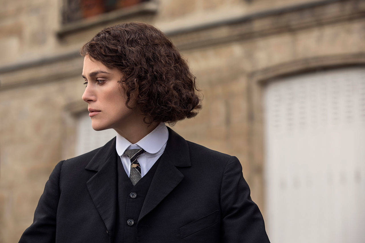 Keira Knightley stars as “Colette,” who is pushed by her husband to write novels under his name. Upon their success, she fights to make her talents known, challenging gender norms. (Robert Viglasky/Bleecker Street)