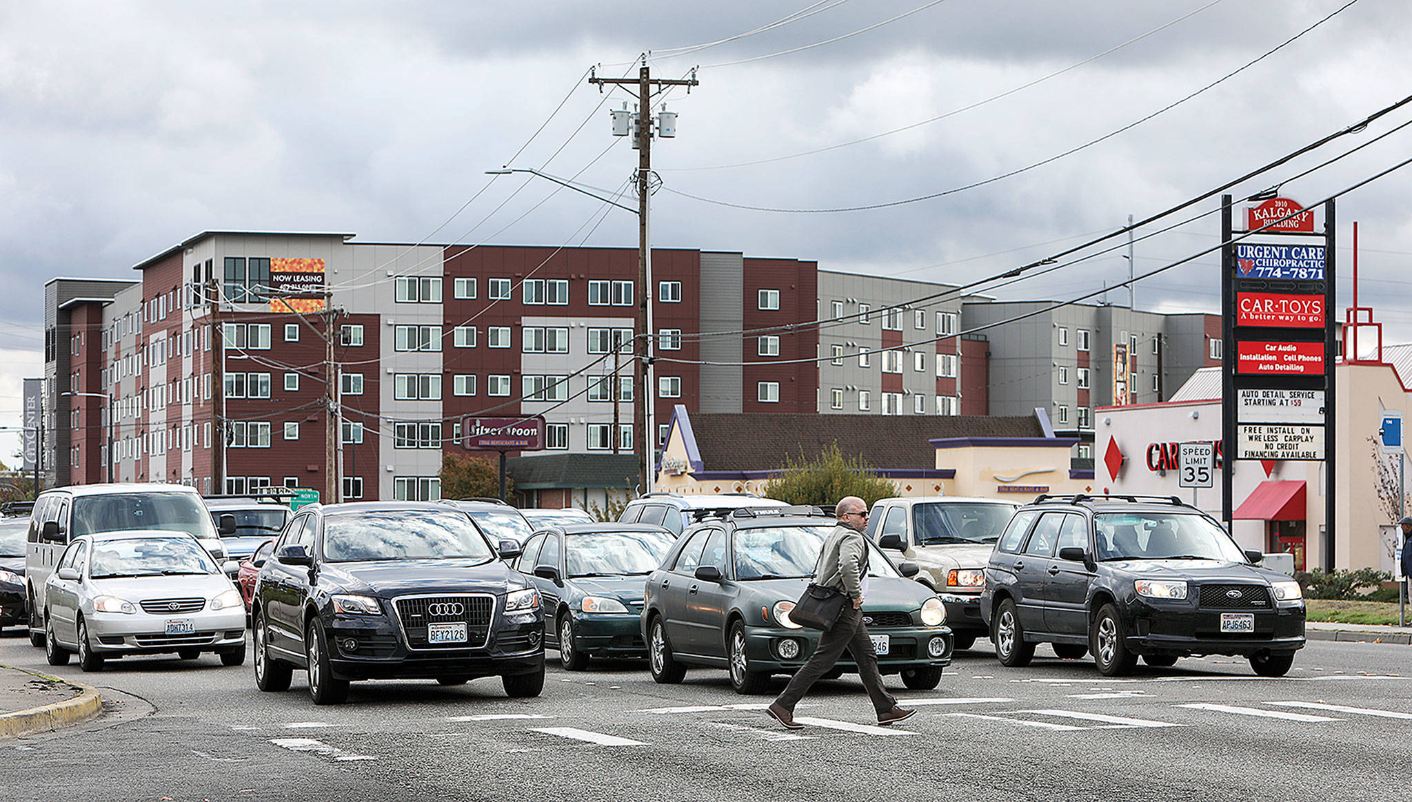 Lynnwood is using eminent domain to acquire the last parcels of land needed to widen 196th Street SW. (Lizz Giordano / The Herald)
