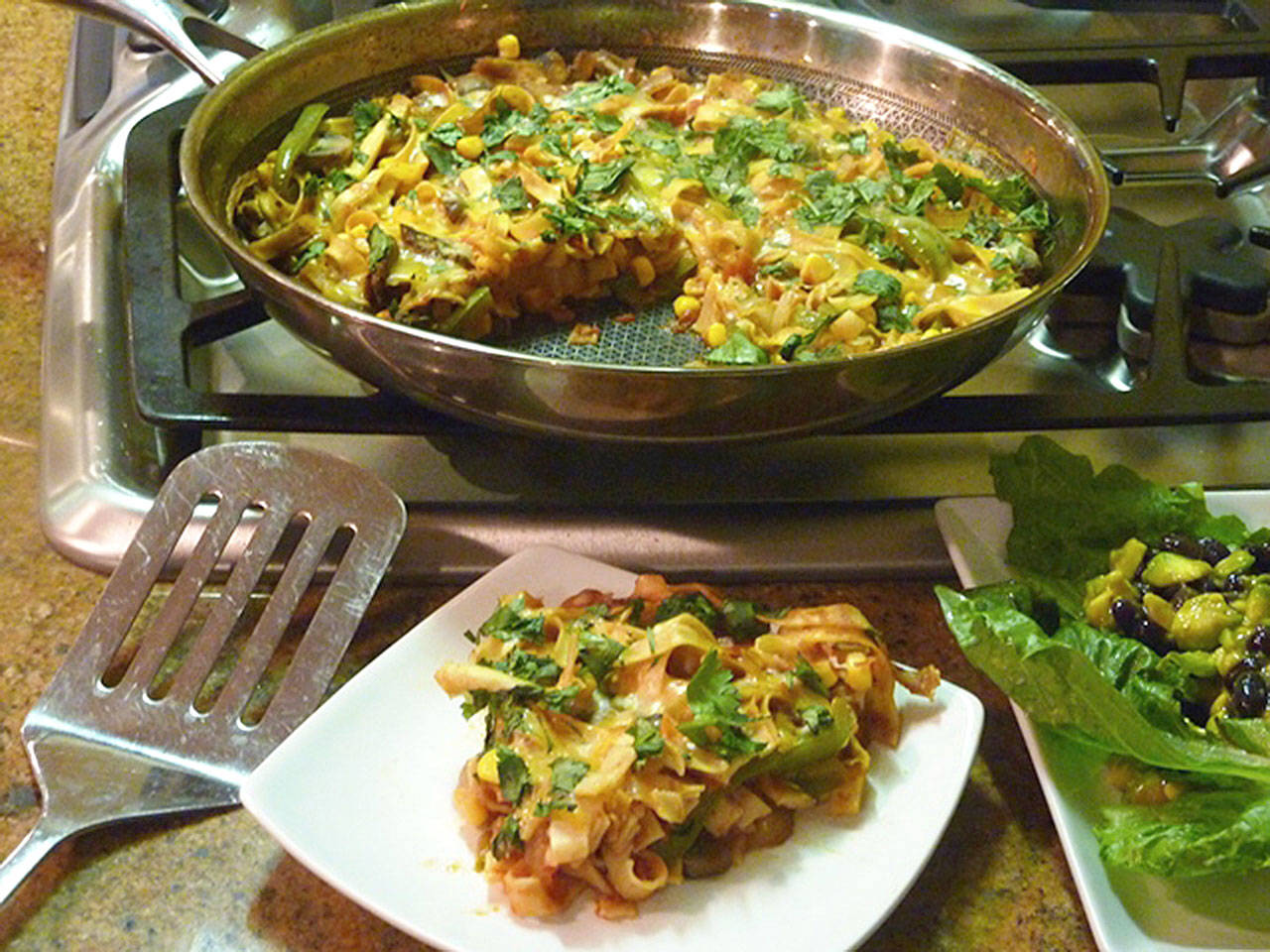 Southwestern skillet pizza is a quick and easy vegetarian dish. (Linda Gassenheimer)