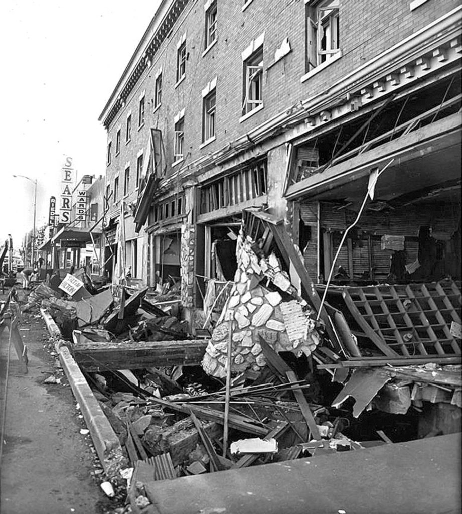 The aftermath of the gas line explosion on Sept. 30, 1971, was documented with photos by the Port Angeles Evening News, a precursor of the Peninsula Daily News, and The Associated Press.
