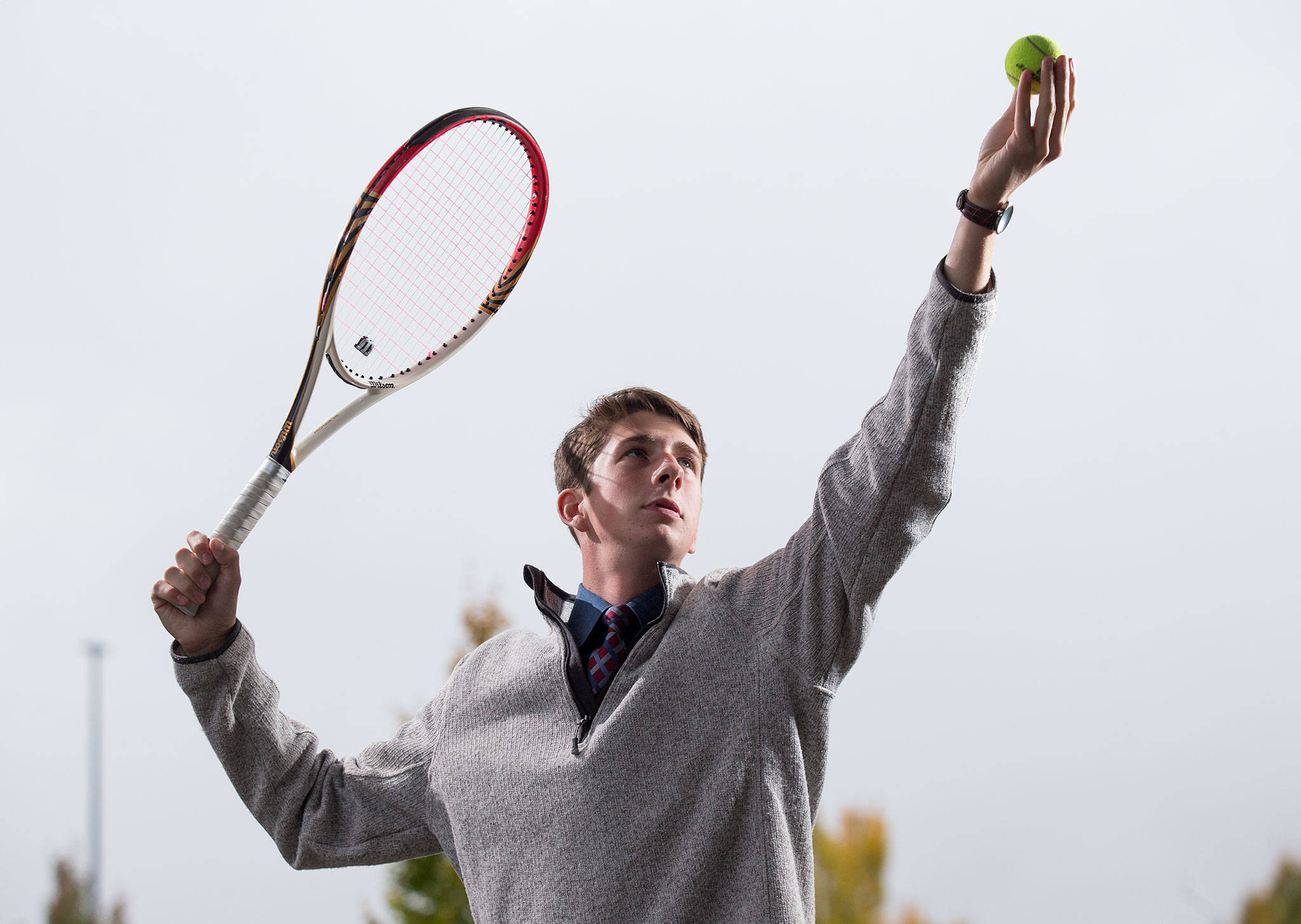 Arlington High School tennis player Ben Spores is also a member of the Eagles’ baseball team. (Andy Bronson / The Herald)