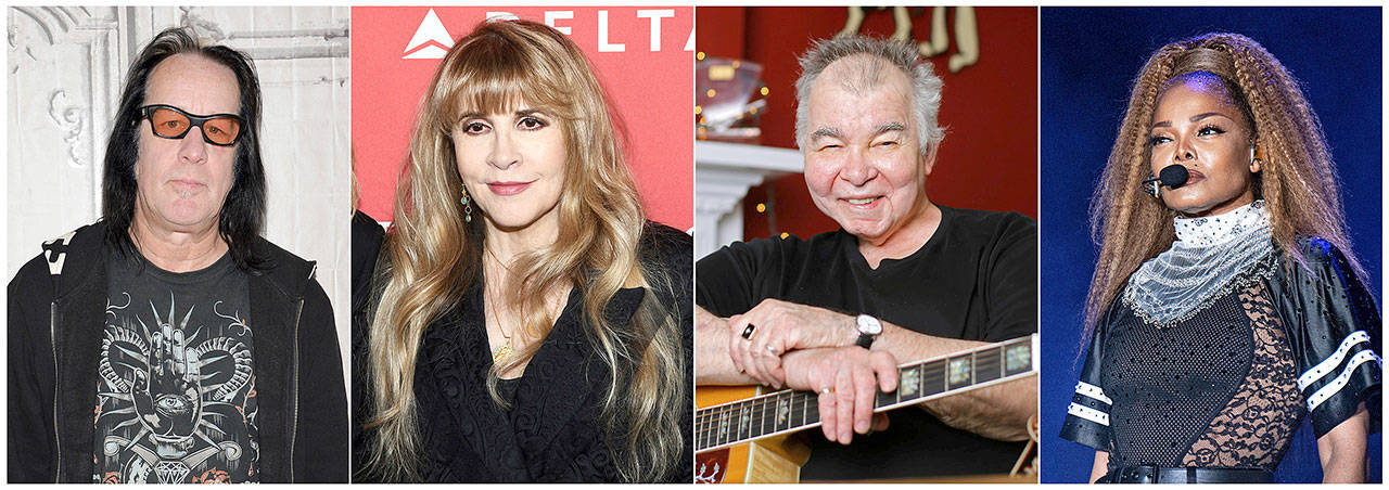 Rock ‘n’ Roll Hall of Fame nominees include (from left) Todd Rundgren, Stevie Nicks, John Prine and Janet Jackson. (Associated Press)