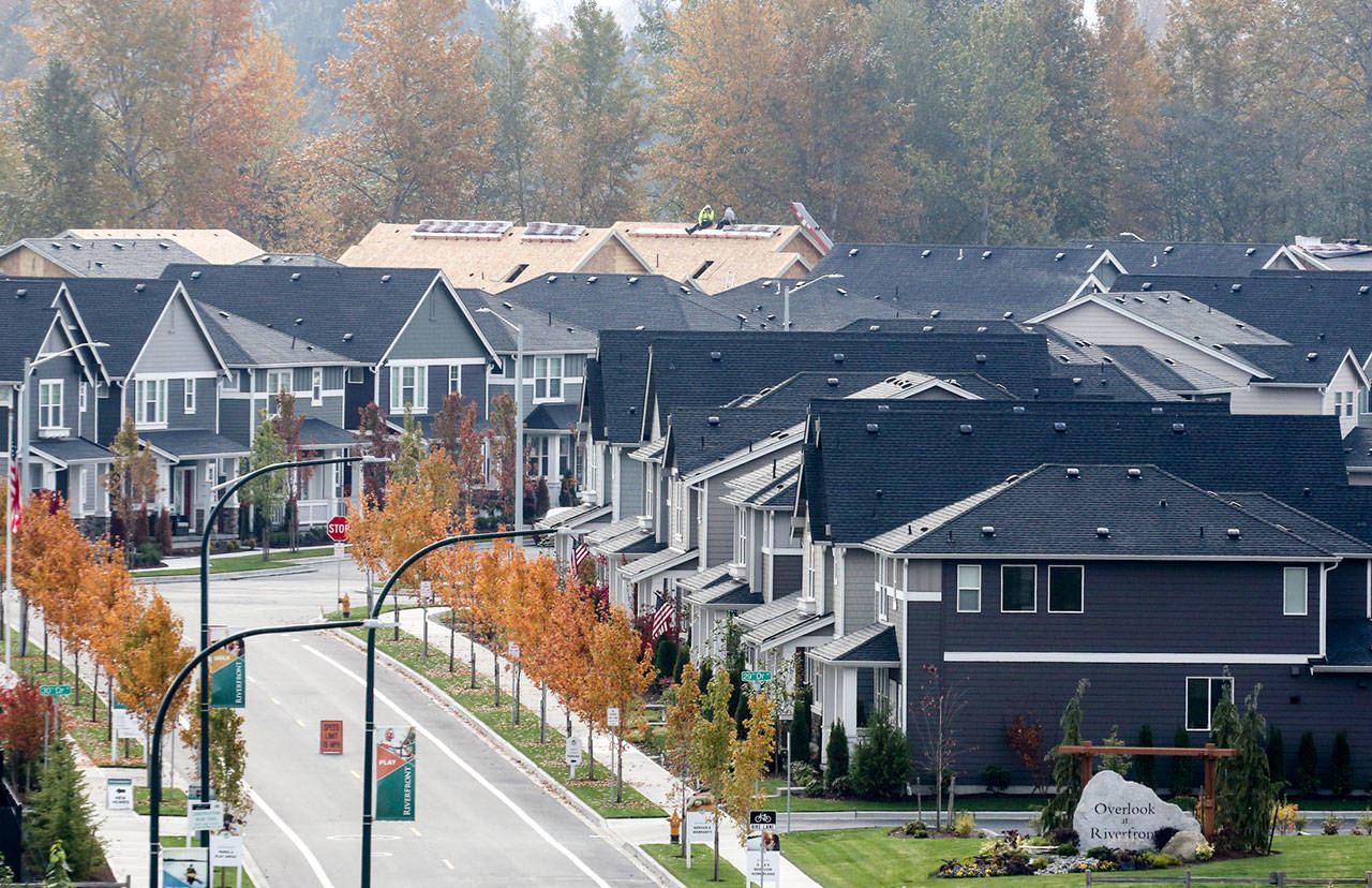 The Overlook at Riverfront housing development in Everett in 2017 (Kevin Clark / Herald file)