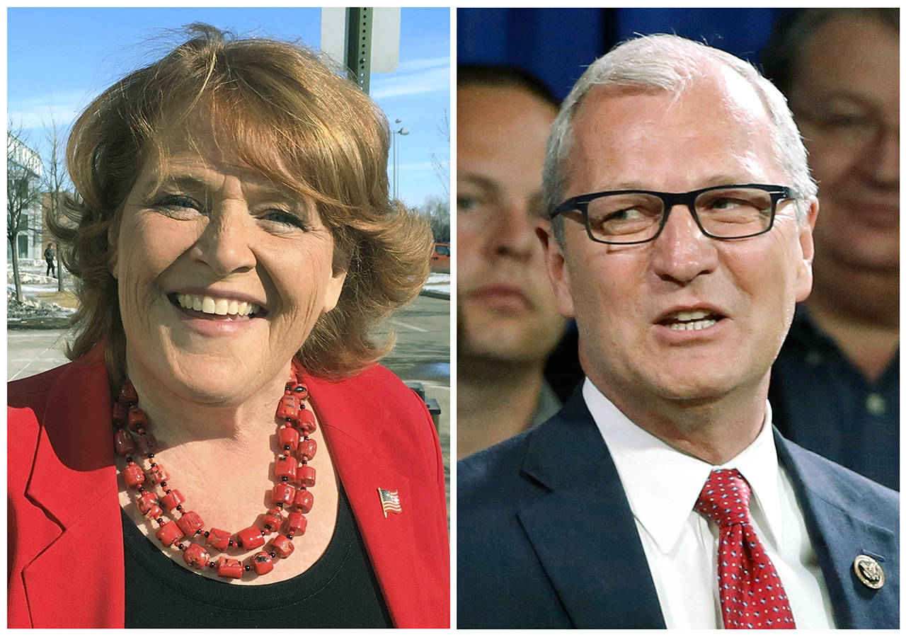 Candidates for the U.S. Senate from North Dakota are incumbent Democratic Sen. Heidi Heitkamp (left) and her Republican challenger Kevin Cramer. (AP Photo/File)