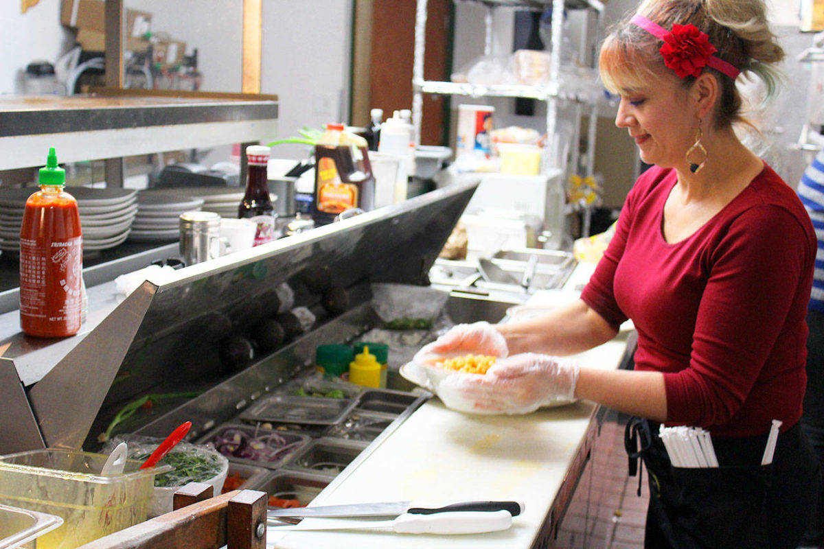 Silvia Acuna is the mother behind “Mom’s cooking” at Noe Jose Cafe, where she creates authenic Mexican dishes for her sons’ restaurant in Oak Harbor. (Patricia Guthrie / Whidbey News-Times file)