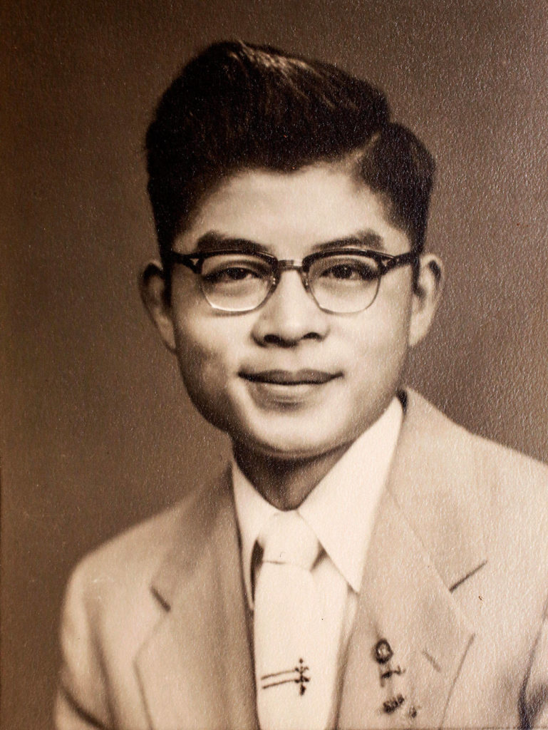 Victor Hirakawa’s 1955 Everett High School graduation photo. He had come to Everett from Japan, without his parents, at age 15.
