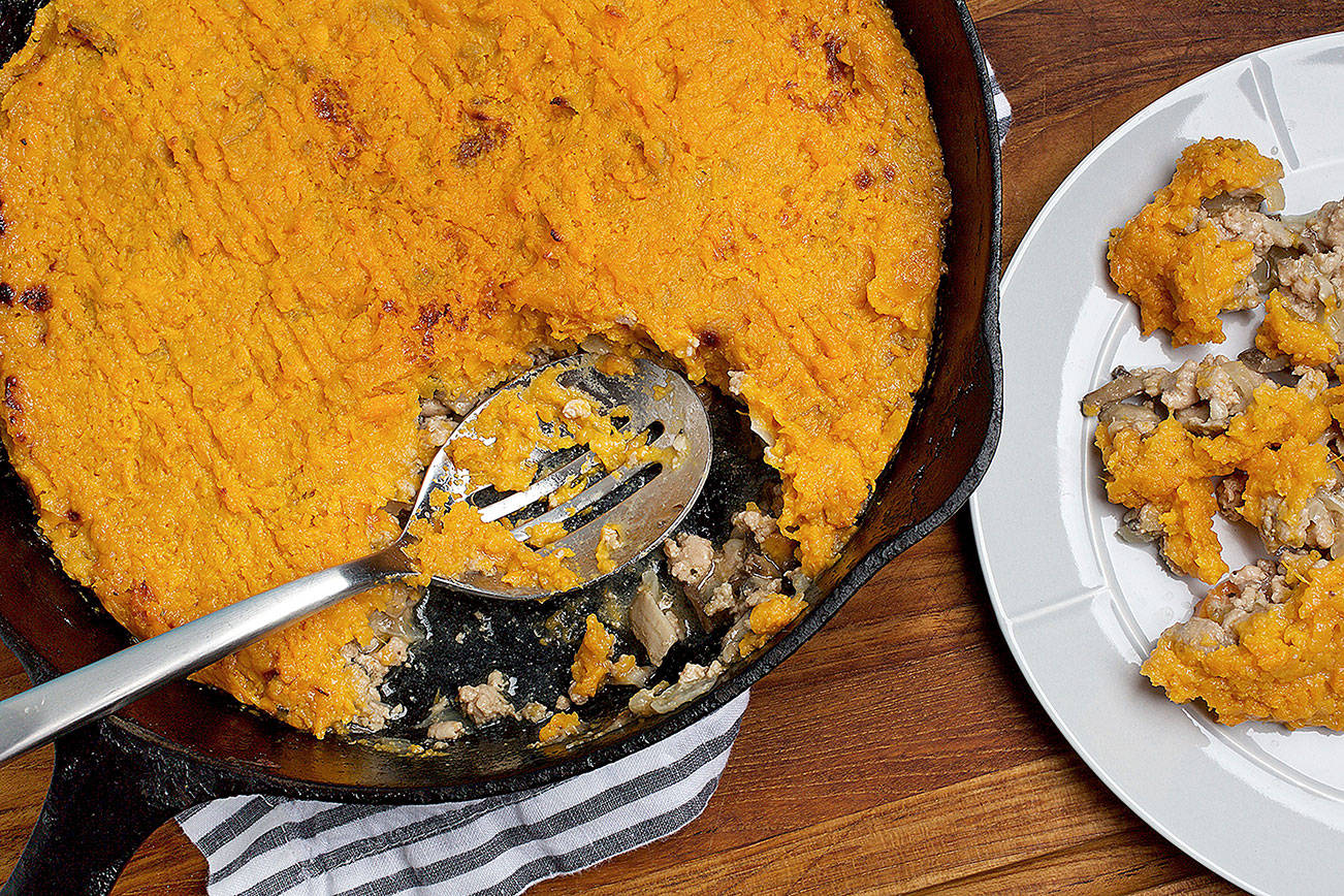 What’s for dinner? How about a skillet pie with sweet potatoes?
