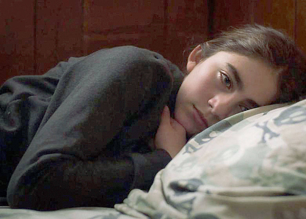 Sophia Mitri Schloss adeptly portrays a 13-year-old girl in a Washington trailer park who misses her military dad to such an extent that she takes severe action in “Sadie.” (TJ Williams Jr.)