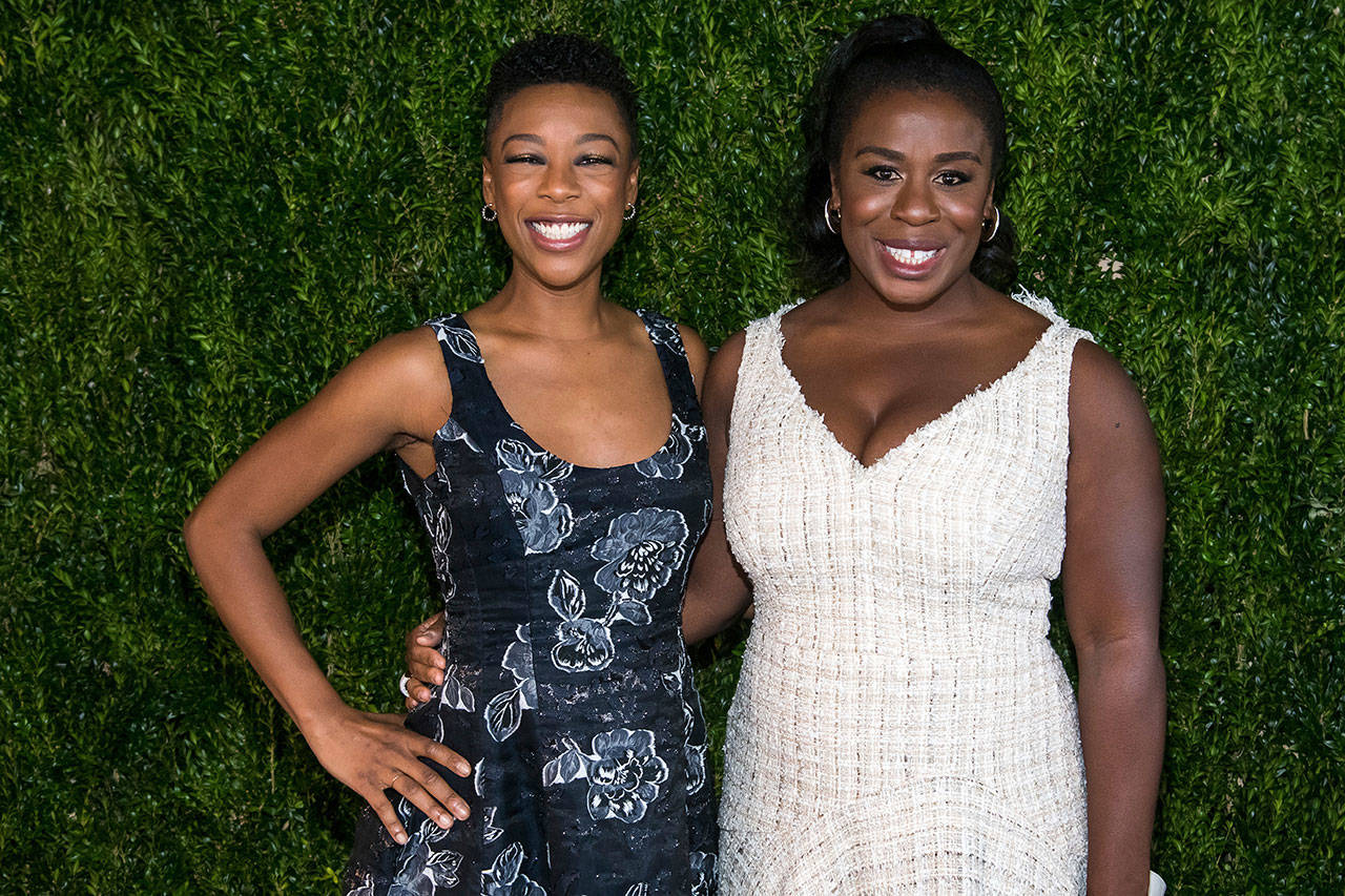 Samira Wiley (left) and Uzo Aduba attend the “Through Her Lens: The Tribeca Chanel Women’s Filmmaker Program Luncheon” at Locanda Verde on Tuesday in New York. (Photo by Charles Sykes / Invision)