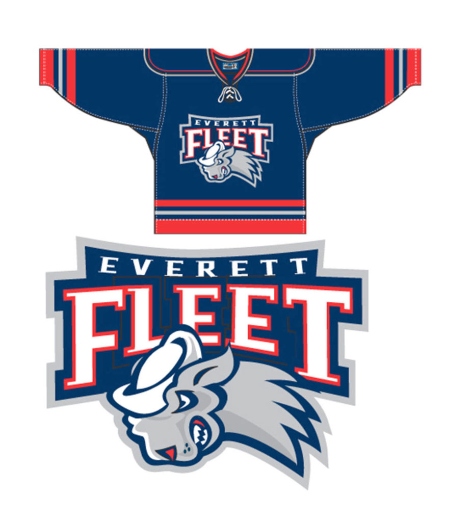 One of several nicknames considered for Everett’s expansion hockey team was the “Fleet.” The logo and color scheme were created by Keith Flynn. (Courtesy of Everett Silvertips)
