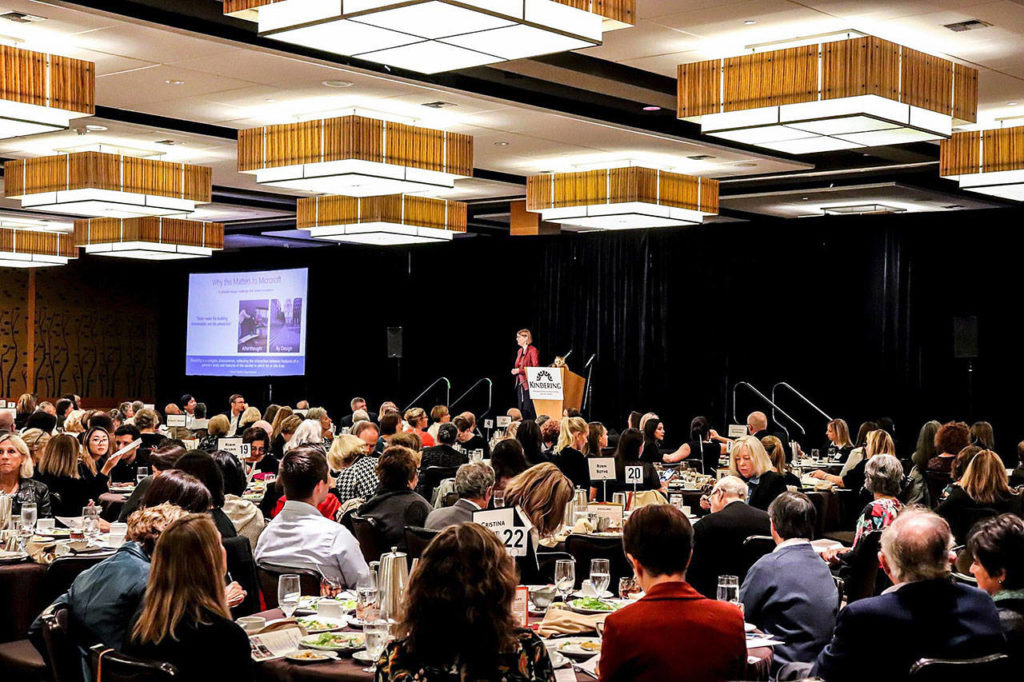 Keynote speaker Jenny Lay-Flurrie, Microsoft’s Chief Accessibility Officer, spoke of creating technologies, workplaces and communities that celebrate and harness the power of people of all abilities, and how she has found strength through her own disability. (Madison Miller / Bothell-Kenmore Reporter).
