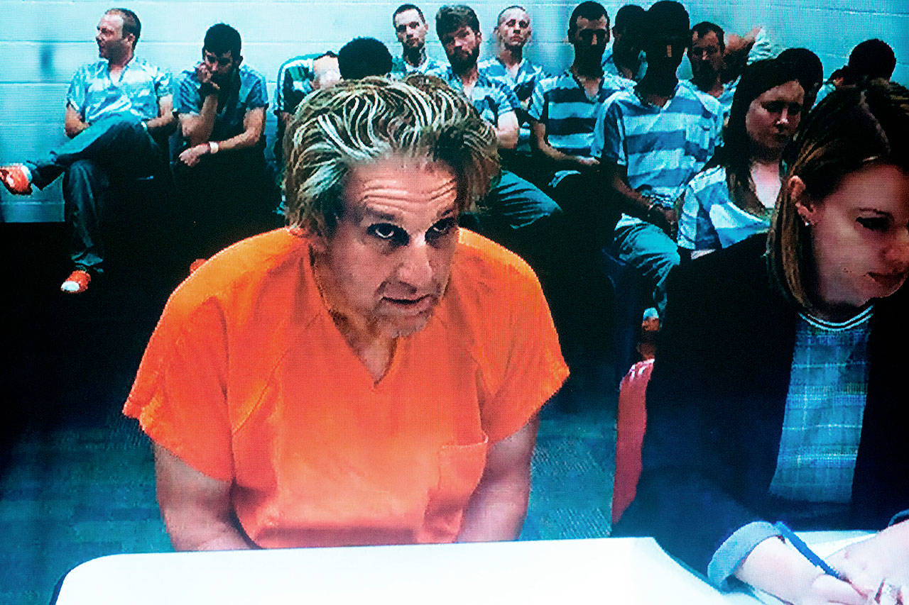 Jeffrey Allen Cook was arraigned via video at the Snohomish County Courthouse on Oct. 4 in Everett. (Andy Bronson / The Herald)