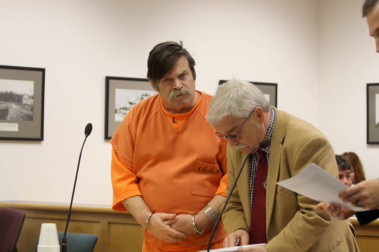 James Knott appeared in court Monday with attorney Walter Peele. (Jessie Stensland / Whidbey News Group)